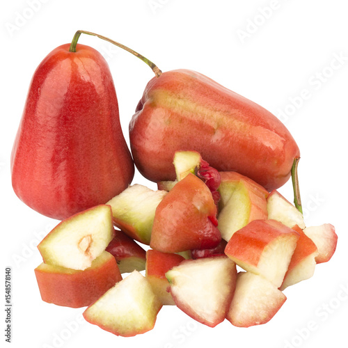 rose apple slice piece on white fruit