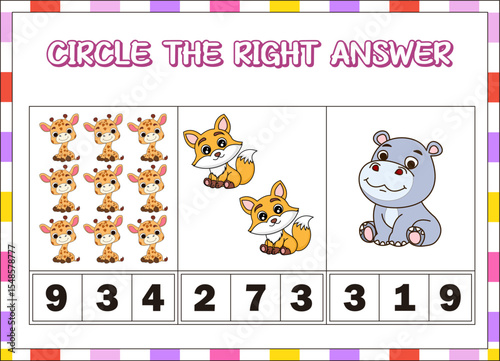 circle the right answer animal for kids. educational game #10