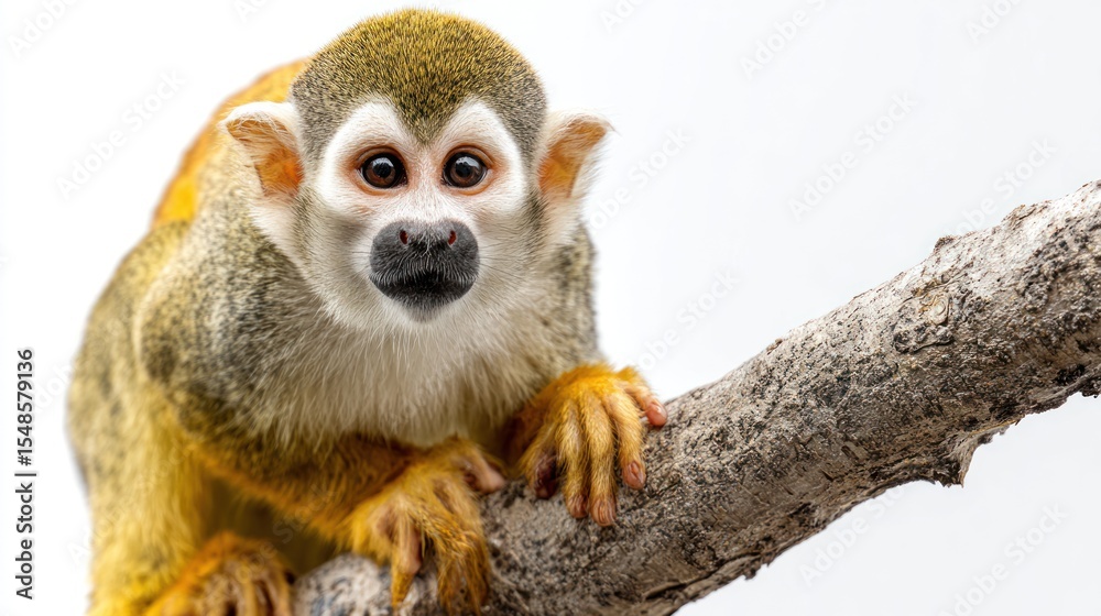 Obraz premium Close-up of a squirrel monkey on a branch (1)
