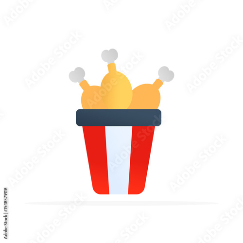 Fried chicken drumstick icon, colored flat vector. Modern and minimalist design.