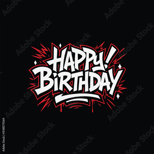Happy Birthday lettering on black background