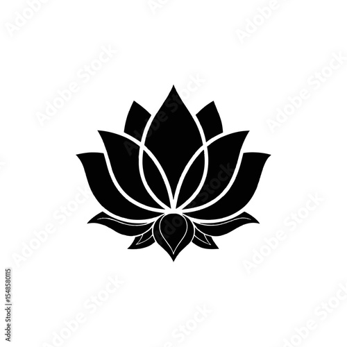 Lotus Flower in Silhouette: A graceful illustration of a lotus flower in silhouette, capturing the elegance and serenity associated with it, and inviting contemplation and appreciation of its design.