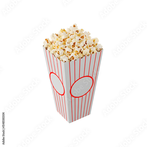 Classic Cinema Popcorn Box Isolated On Transparent Background.
