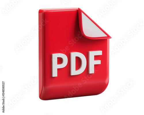 red pdf file graphic with folded corner 3d icon