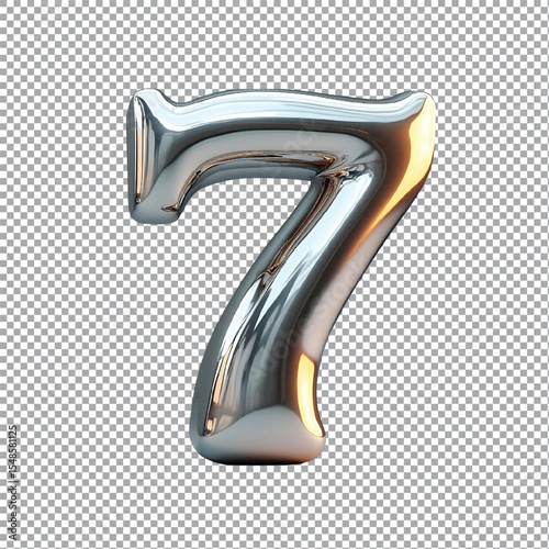 3d silver number 1 Isolated on a transparent background.