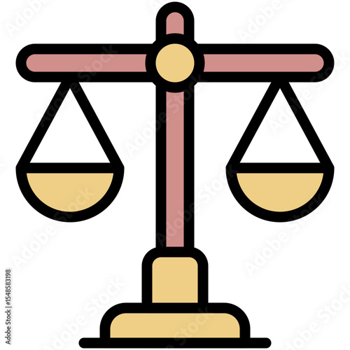 Scales Of Justice Vector Icon Law And Justice, Vector Style Lineal color Icon.	