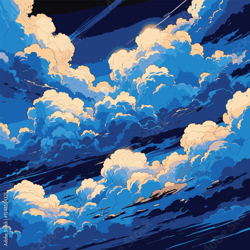 vector image of bright clouds with contrasting colors