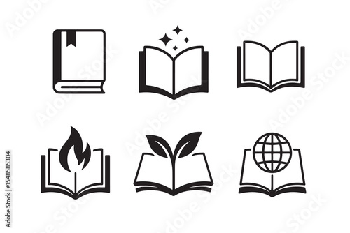 Books icons, Collection of book icons representing knowledge and learning