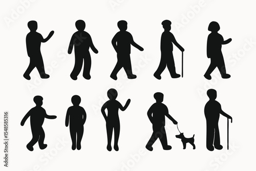 Silhouettes of Diverse People Walking A Collection of Walking Poses