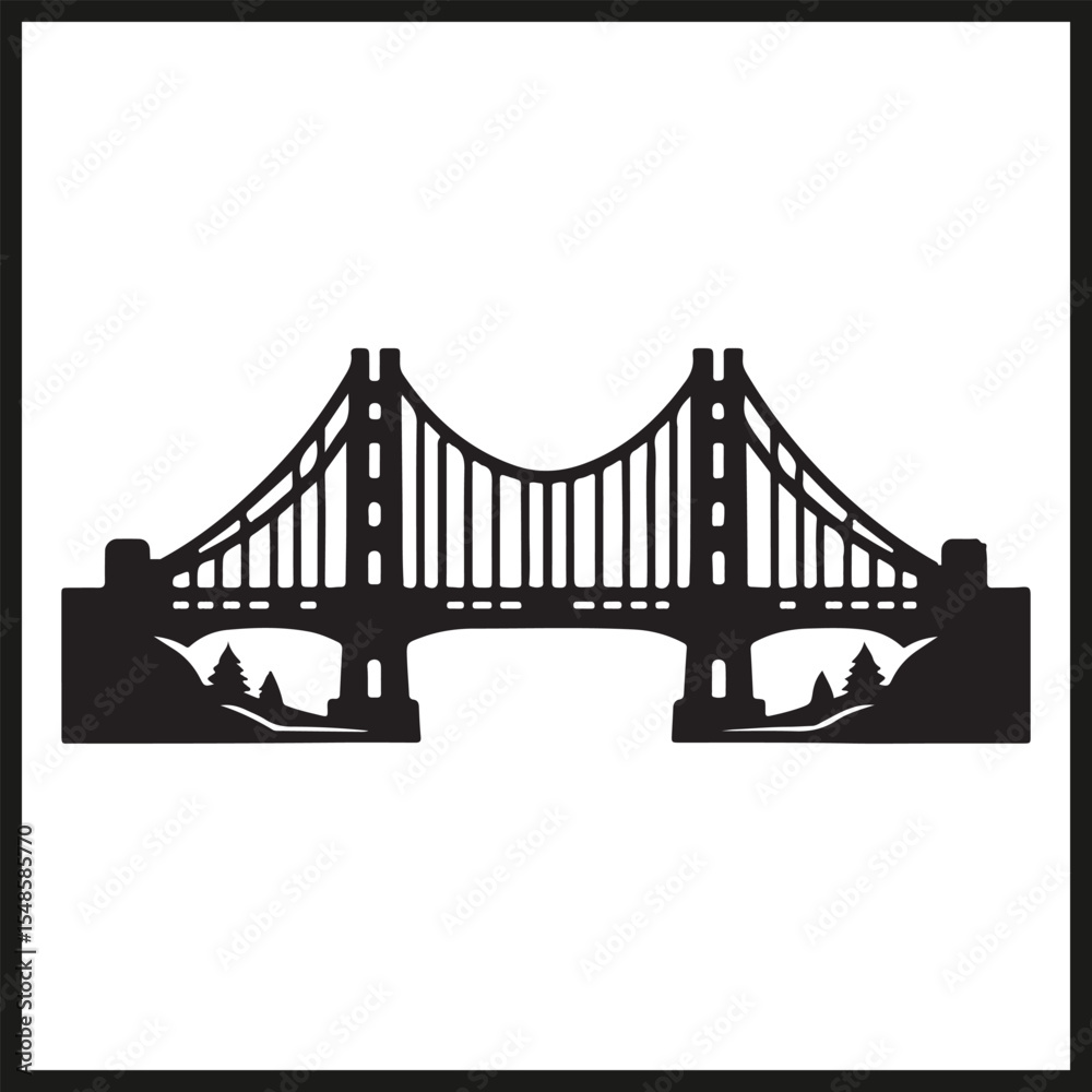 Obraz premium A black silhouette of a Bridge vector