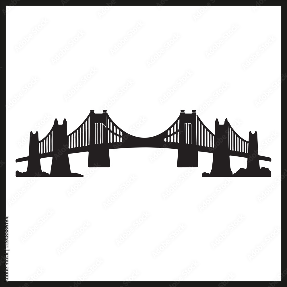 Obraz premium A black silhouette of a Bridge vector