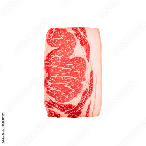 Raw Ribeye Steak Isolated on Transparent Background.
