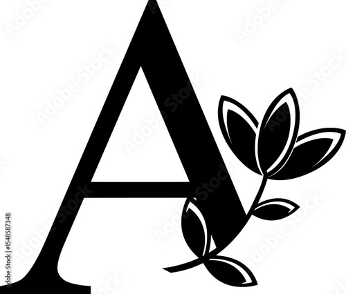 HD vector logo of letter A with flower. element logo