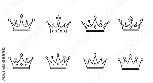 Crown Collection: Simple Line Art Icon Set