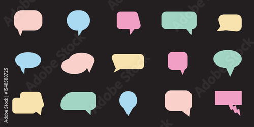 Colorful speech bubble set. Set of colorful blank empty speech bubbles for text, chatting, message box. Vector illustration balloon speak sign dialog communication frame.