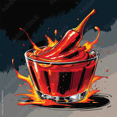 vector image of chili sauce with contrasting colors