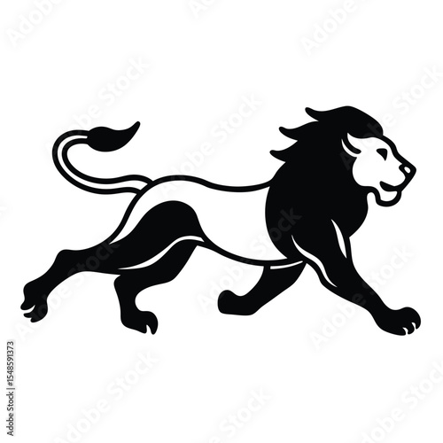 lion front of running vector on white background