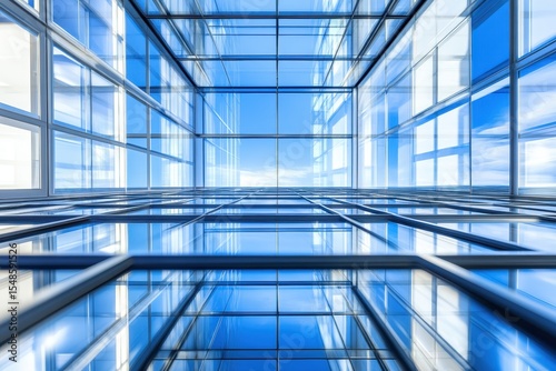 Interior view of a modern glass building.