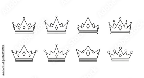 Royal Crown Outline Collection: Vector Set for Design