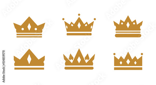 Royal Crown Icons: Golden Vector Set for Design