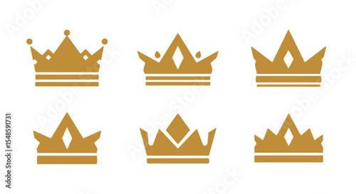 Royal Crown Collection: Golden Vector Set for Design and Decoration