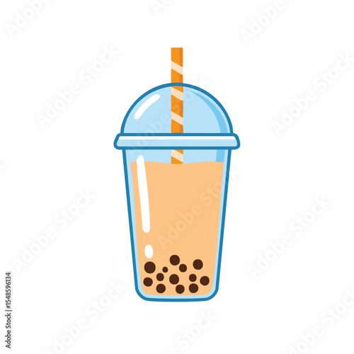 Simple Illustration Boba tea with straw