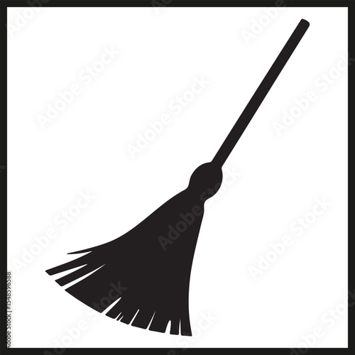 A black silhouette of a Broom vector