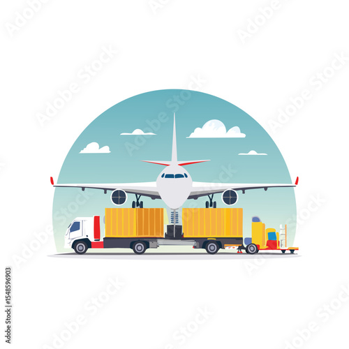 Simple Illustration Cargo plane loading