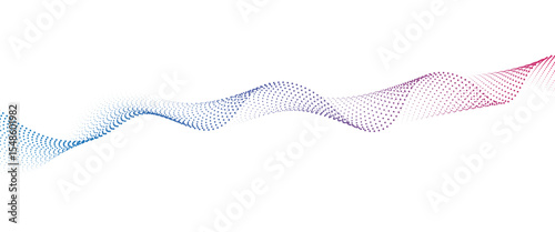 Flowing Dot Wave halftone gradient pattern on transparent background	