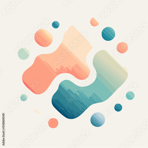 organic watercolor blobs;  peach, teal, and acid-lime gradient forms