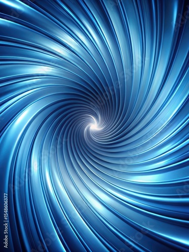 Smooth blue metallic curves radiate from a central axis