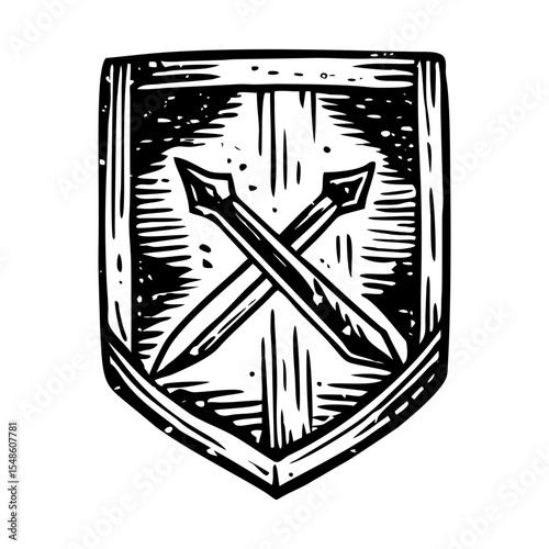 A vintage style illustration depicting military patch