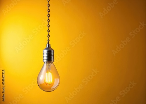 A single light bulb hangs from a chain