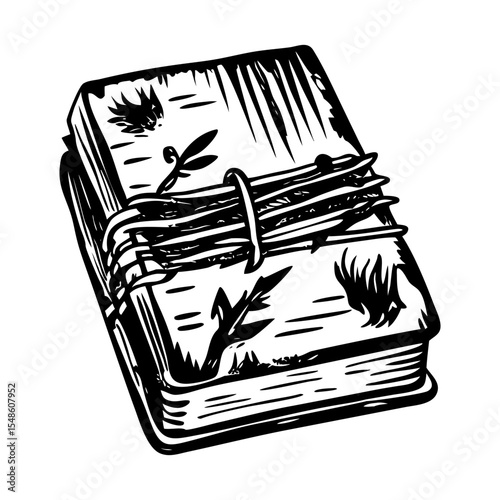 A vintage style illustration showing a war diary