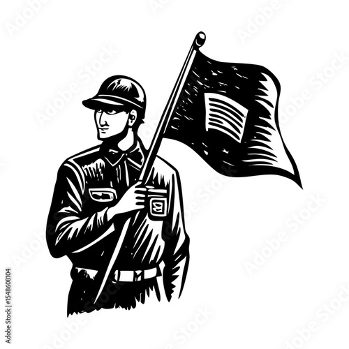 A vintage style illustration showing signal corp emblem