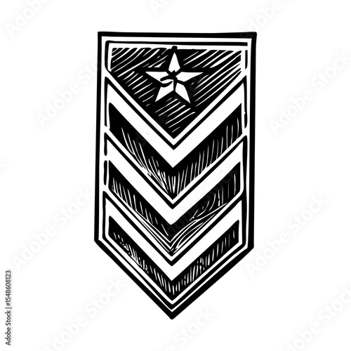 A vintage style illustration depicting military rank