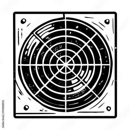A vintage style illustration showing radar screen