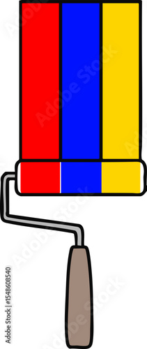 삼색 페인트 롤러 벡터 이미지
Paint Roller Vector Image