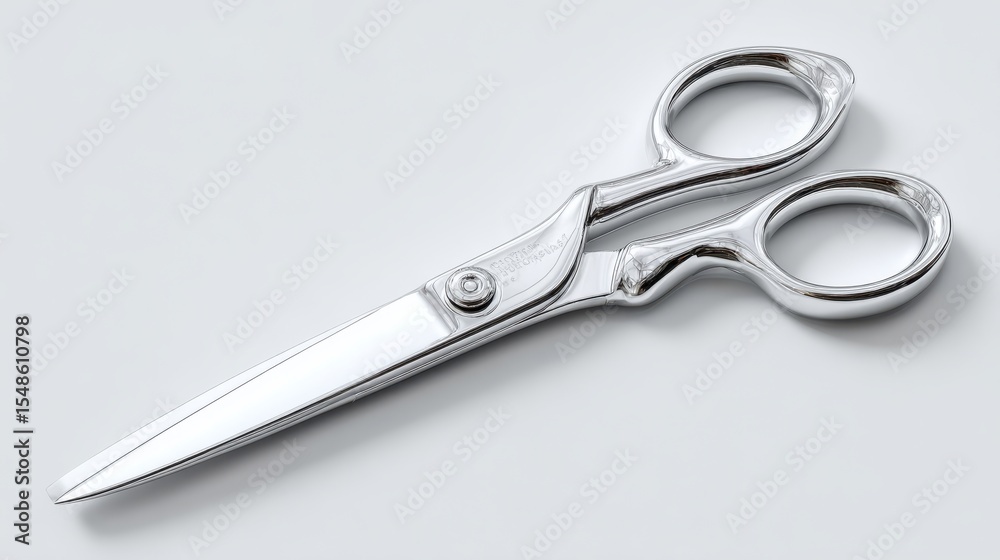 Obraz premium Pair of shiny silver scissors with a black handle. mochup-3D-isolate-background