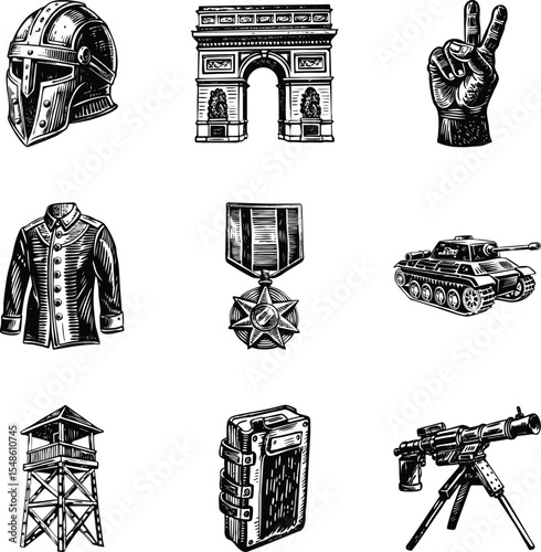 Pack of Military Art Vintage Illustrations 


