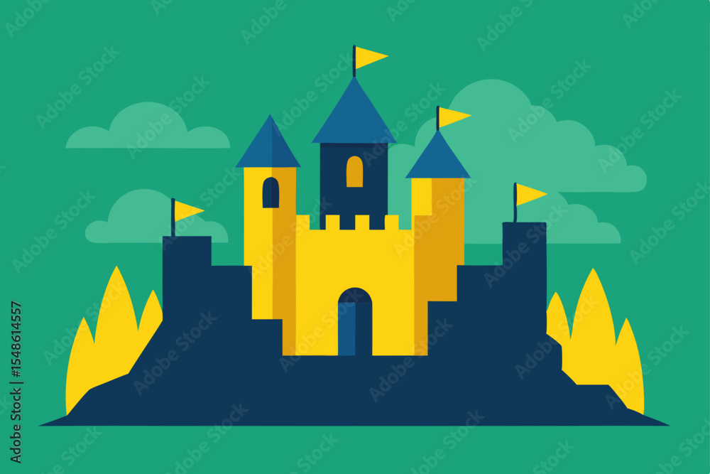 Fototapeta premium Majestic Fairytale Castle Illustration A Charming Digital Design