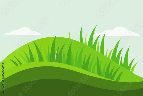 Serene Green Hills Nature's Gentle Landscape Illustration