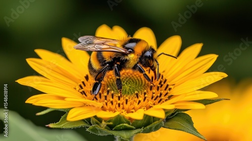 Bumble Bee on Sunflower: A Vibrant Close-Up