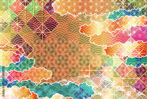 和柄　年賀状　金　背景	