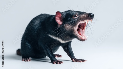 Tasmanian devil, mouth agape