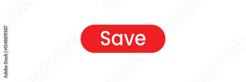 Rounded flat red Save button with white text, ideal for digital user interface element in app, website, software, cloud storage and dashboard.