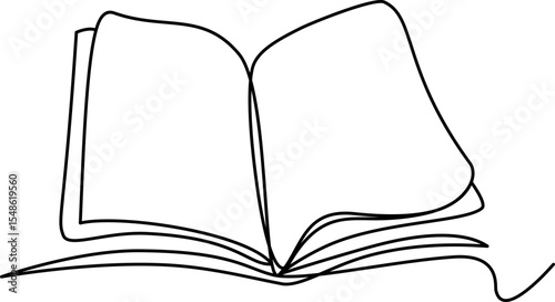 Book Opening Page One Line Drawing Continuous Educational Concept