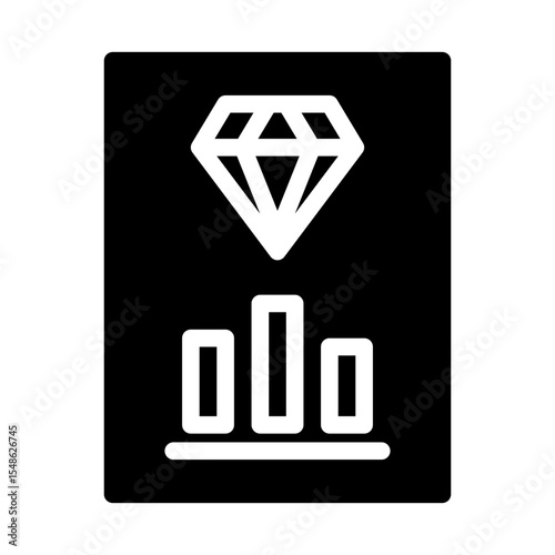high value market research. This is a vector single icon with a solid style. Suitable for any purpose, such as website design, mobile app design, logo design, pattern design, etc.