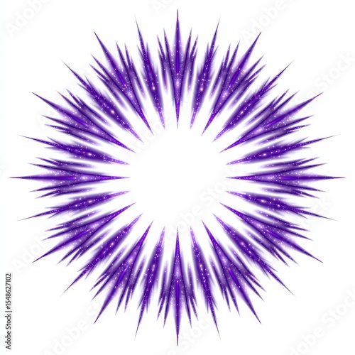 Abstract Purple Burst Circular Sparkle Design on White