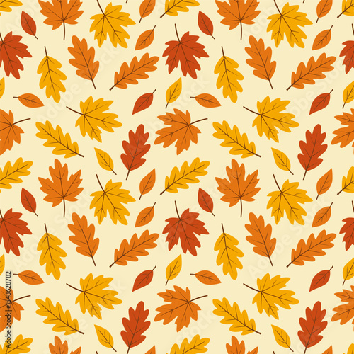 illustration vector graphic of autumn leaves seamless pattern